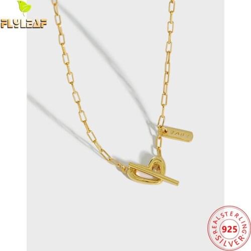 925 Sterling Silver Love Heart T Shape Chokers Necklaces For Women Light Luxury 18k Gold Female Fine Jewelry