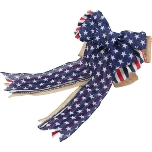 Patriotic Decor, Burlap Bows for Wreaths Outdoor Patriotic Door Wreath for 4Th of July, Independence Day, Decorations