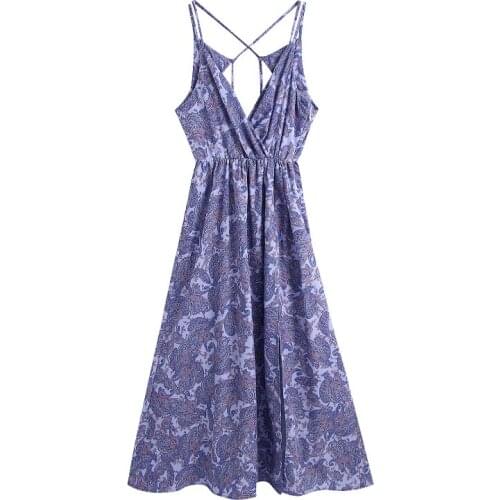 Boho Style Floral Print Spaghetti Strap Dress Summer Sexy Beach Long Dresses Female Sleeveless A Line Party Sundress