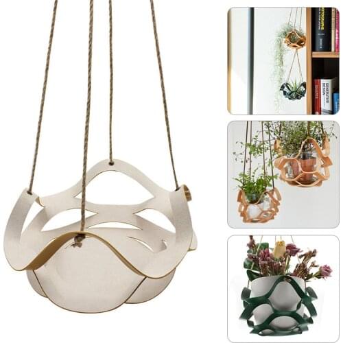 PU Plant Frame Flower Pot Frame Leather Net Bag Hanging Basket Garden Home Decoration Hanging Basket Hanging Pot Hanging Basket