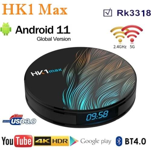 HK1 MAX Smart TV Box Android9.0 2.4/5G Wifi RK3318 Quad Core 4G DDR3 16G 32G 64G 1080P hk1max Set Top Box 4K Media Player vs X96