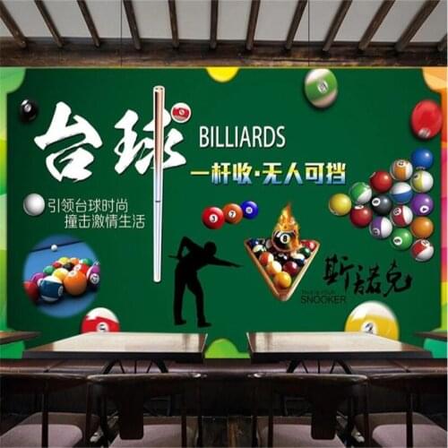 Retro Billiards Hall Green Background Wall Paper Wall Covering Billiards Room Snooker Sports Industrial Decor Mural Wallpaper 3D