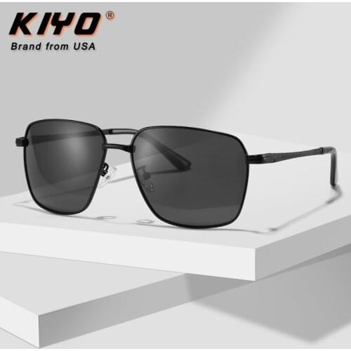 KIYO Brand 2020 New Men Square Polarized Sunglasses Metal Classic Sun Glasses High Quality UV400 Driving Eyewear 2867