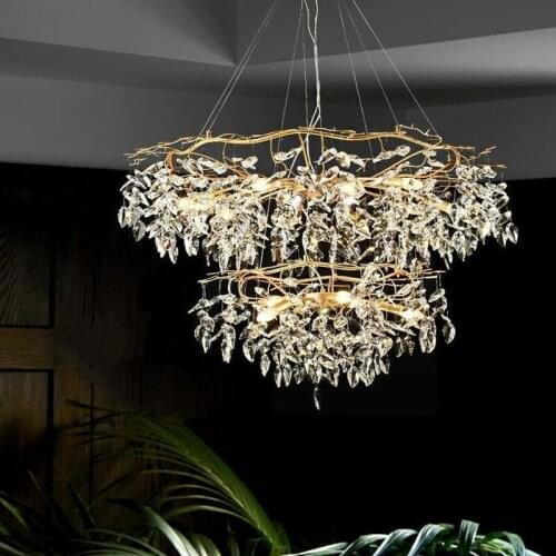Modern Luxury Gold Crystal Chandelier Lighting Large Led Chandeliers Fixtures for Living Room Hotel Hall Art Decor Hanging Lamp