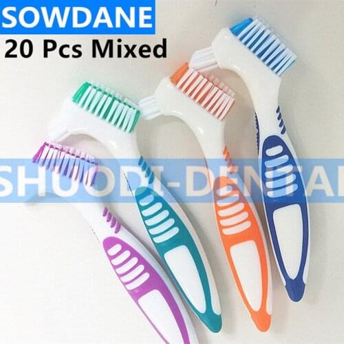 Dedicated Brush Tooothbrush Cleaning Brush Soft Multi-Layered Bristles Dual Brush Heads False Teeth Brush Oral Care Tool Y-shape