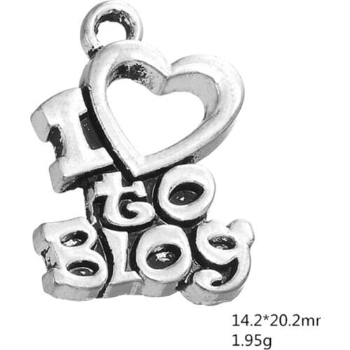 Ancient Silver I LOVE to Blog Heart Pendant Necklace Charms Jewelry Accessories For DIY Handmade Keychains,Bracelets Making