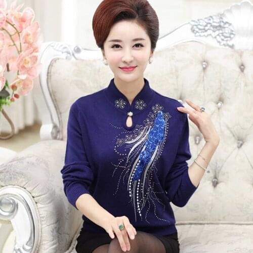 Plus Size 4XL Middle-aged Women Sweater Pullover New Autumn Winter Knitted Wool Sweater Coat Bottoming Shirt Female Tops AA980