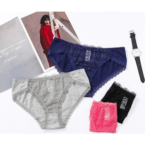 3pcs Sexy Lace Panties For Womens Cotton Underwear Seamless Girls Briefs Soft Comfort Lingerie Fashion Female Sexy Underpants