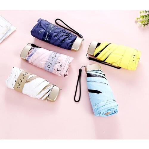 Ultra-light small mini folding umbrella women umbrella folding sunscreen and UV protection dual-use pocket sun umbrella