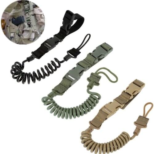 Military Tactical Lanyard Multi-purpose Spring Lanyard Pistol Secure Lanyard Rifle Sling Strap Shooting Hunting Gun Accessories