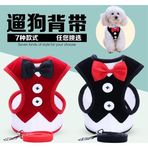 Breathable Dog Multi-Style Dress Bow Vest Pet ClothesPet Harnesses Leash Chest Belt Collar Traction Rope For Dogs