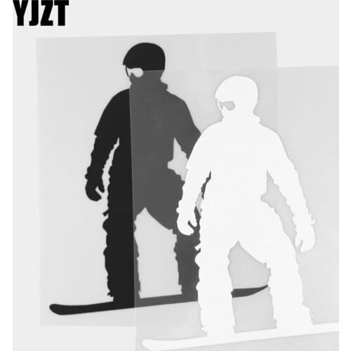 YJZT 14.8×17.5CM Classic Vinyl Decal Car Sticker Ski Man Pattern Decoration Black/Silver 20A-0387