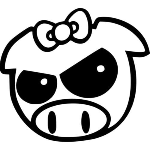 Funny Cute Evil Pig Bow Girl Pvc Car Sticker Car Window Car Decoration Suitable for Various Models Black/white, 16*14CM