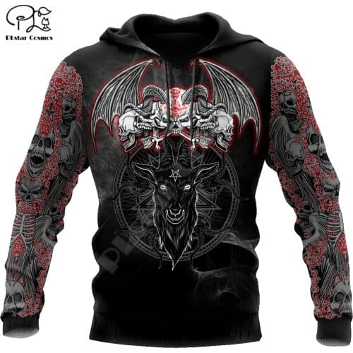 PLstar Cosmos Satan Devil Ghost Gothic Skull Funny Casual Pullover NewFashion Streetwear 3DPrint Men/Women Jacket Zip Hoodies A6