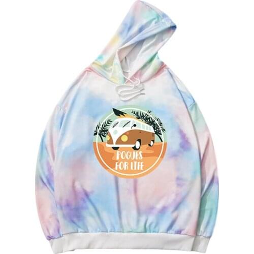 Outer Banks Hoodie Autumn Spring New Tie Dyed Sweatshirt Women Harajuku Kawaii Cartoon Print Tops Loose Casual Sudaderas Clothes