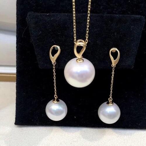 MADALENA SARARA 8mm-10mm Saltwater Pearl Women Earrings 18K Gold Comma Style Natural Freshwater Pearl Earrings-C