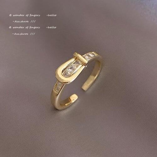 2021 New Design Belt Buckle Modeling Womens Stainless Steel Rings Korean Fashion Jewelry Unusual Accessories For Gothic Girls