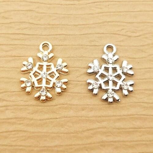 10pcs 13x17mm crystal snowflake charm for jewelry making fashion earring pendant bracelet and necklace charms