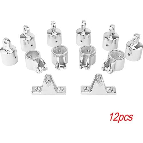 12Pcs/Set 3-Bow 7/8"Bimini Top Fittings Stainless Steel Marine Boat Hardware Set