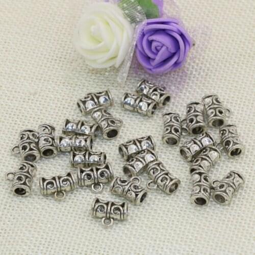 20pcs 11*5mm Tibet silver plated tube shape accessories spacers beads women men fashion jewelry high grade diy findings B2529