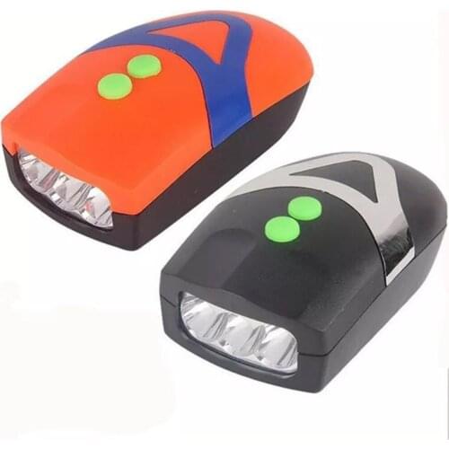 3 LED Bike Lights, Super Bright Bike Front Light, Waterproof 3 Modes Cycling Light Flashlight Torch with Horn, Black, Orange