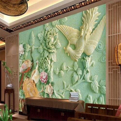 Beibehang 3d custom wallpaper home decoration wallpaper picture relief peacock Phoenix living room 3 d photo mural 3d wallpaper