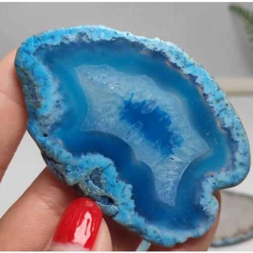 5-6cm 1pcs natural blue Agate Slice Coaster Brazil Raw Gemstone Crystal Ornament Home Decor random