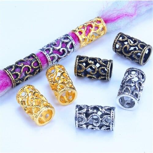 5pcs/pack Gold Silver Hair Styling Tools Different Styles Hair Braid Rings Tube Dread Dreadlock Hair Accessories 6mm Inner Hole