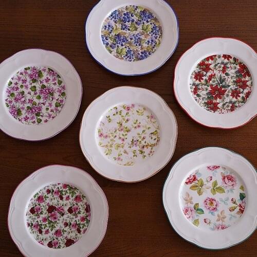 8.5inch lace ceramic flowers rose flowers berries romantic western dinner plate home afternoon snack plate steak dish