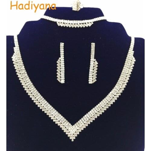 Free Shipping Fashion Prom Wedding Bridal Jewelry Crystal Rhinestone Necklace Earring Sets 4pcs shining V Shaped BN4220