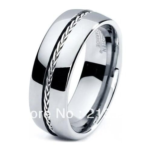 FREE SHIPPING!USA WHOLESALES CHEAP PRICE BRAZIL RUSSIA CANADA UK HOT SELLING 8MM 925 SILVER INSET BRIDALTungsten Carbide RING