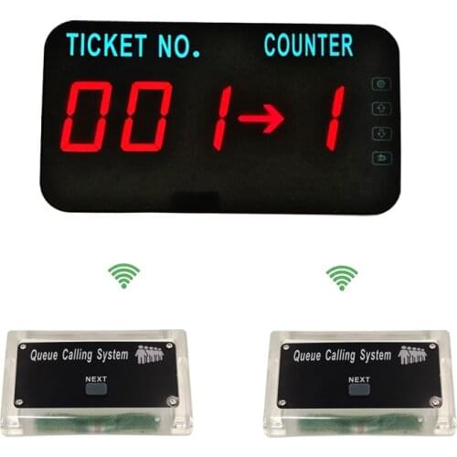 Wireless Queue Management Call System LED Display Show Tickets Number and Counter Number 2 control button + 1 display