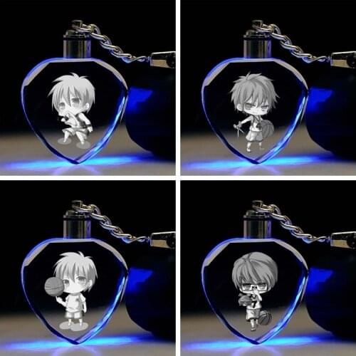Kuroko No Basketball Anime LED Key Chains Keyring Crystal Keychain Light Keyholder Unisex Customized Gift