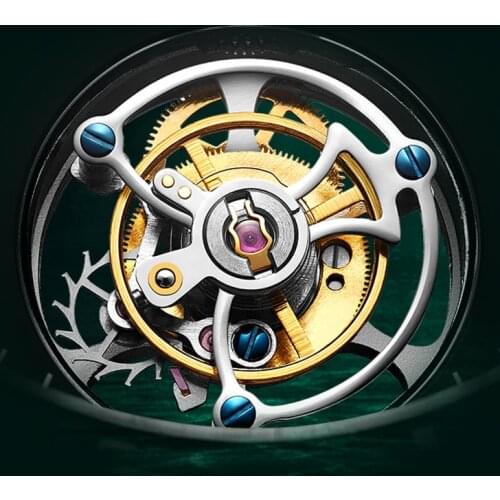 JINLERY Tourbillon Watch Green Water Automatic Watch Men Ghost TOP Brand Watch Luxury Steel Strap Wristwatch 2021 часы мужские