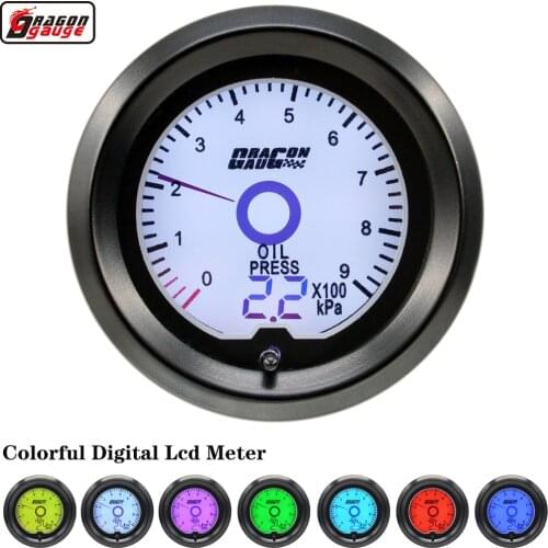 Dragon 52mm 7 Colors Backlight LCD Digital Pointer Auto Oil Pressure Gauge 0-150 PSI Press Meter For Car Free Shipping