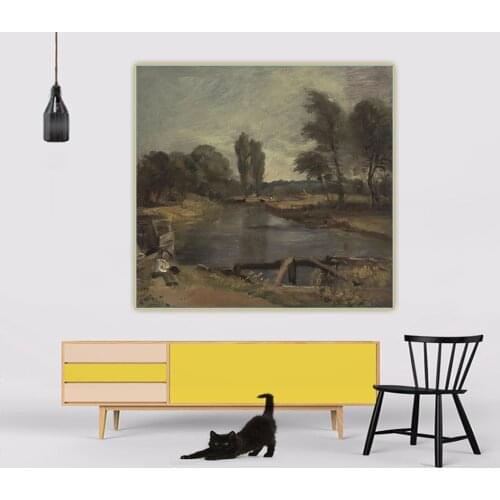 Citon John Constable《Flatford Mill from a Lock on the Stour》Canvas Art Oil painting Picture Backdrop Wall Decor Home Decoration