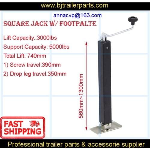 CVP Square Direct Weld Jack WITH Footplate Utility Boat Trailer Drop Leg Handle Top Wind Camping Car Caravan Accessories Parts