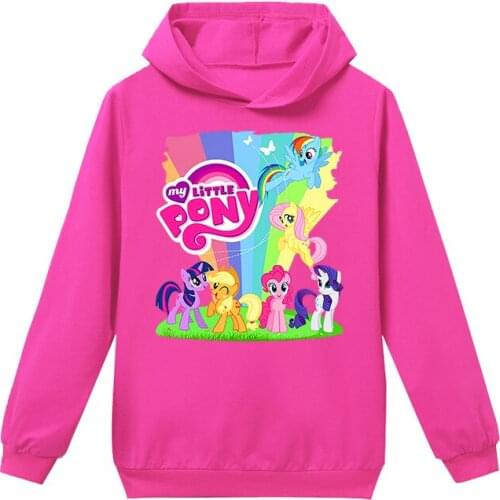 New Children Kids Spring Autumn Sweatshirt Boys Girls Cute Little Pony Print Long Sleeve Hooded Hoodies Sweatshirt Tops