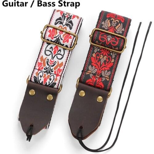 Guitar Bass Strap Embroidery Pattern High Quality Folk-Custom Eletric Ukulele Guitarra Accessories Parts Personalized Acoustic