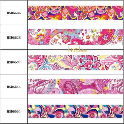 HSDRibbon Mexican flower free shipping 3" 75mm heat transfer printed Grosgrain Ribbon 50Yards/Roll