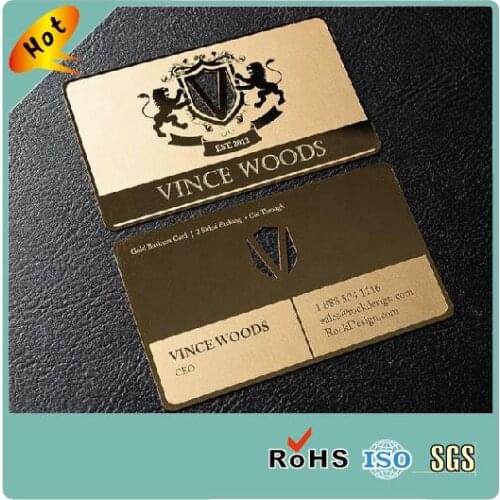 Personality Custom laser cut china anodized stainless steel gold mirror metal business card