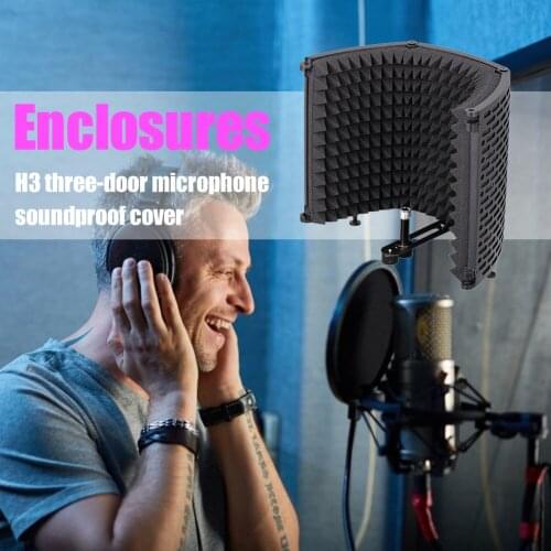 H3 Microphone Isolation Shield Acoustic 3 Panel Foldable Wind Screen Noise Reduction Studio Recording Soundproof Filter Foams