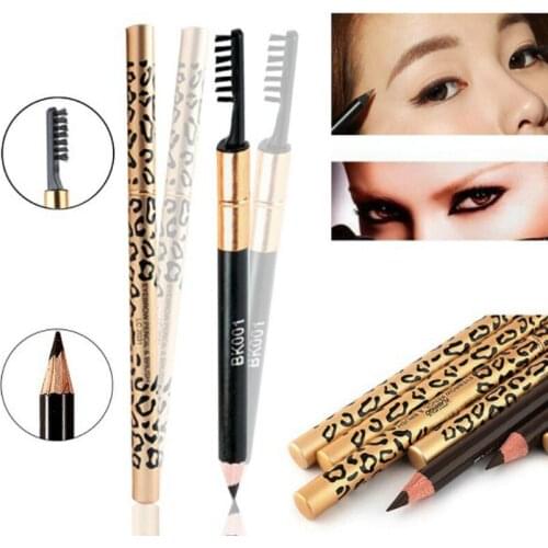 1@# HOT SALE Sexy Leopard Print Double - Head Eyebrow Pencil Waterproof and Durable Not to Remove the Perfect Eyebrow Pencil