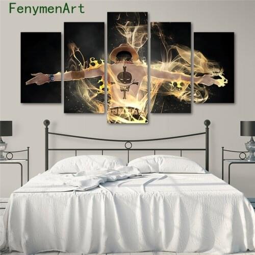 5 Piece Luffy Canvas Paintings Japanese Anime Pictures Modern Room Home Wall Art Decor No Frame One Piece Posters HD Print