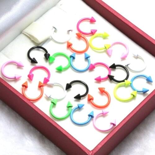 2pcs 1.2*8*3mm 16G Anodized Stainless Steel Neon Color Body Jewelry Horseshoe Nose Piercing Septum Lip Ring Circular Piercings