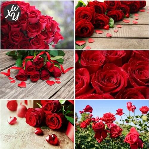 Red Rose Diamond Art Painting Diamond Painting Full Drill Square Flower Cross Stitch Kit Rose Tree Diamond Embroidery Decor Home