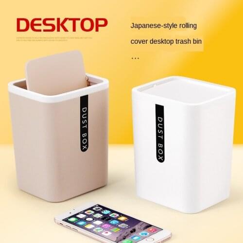 Creative Mini Desktop Small Waste Bin Garbage Basket Home Table Plastic Office Supplies Trash Can Dustbin Sundries Barrel Box