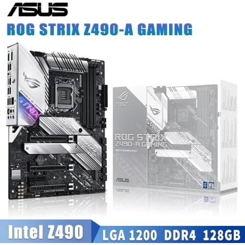 LGA 1200 Asus ROG STRIX Z490-A GAMING Motherboard Support 10th-Gen Cpu DDR4 128GB PCI-E 3.0 Display Port Z490 Placa-Mãe 1200 New
