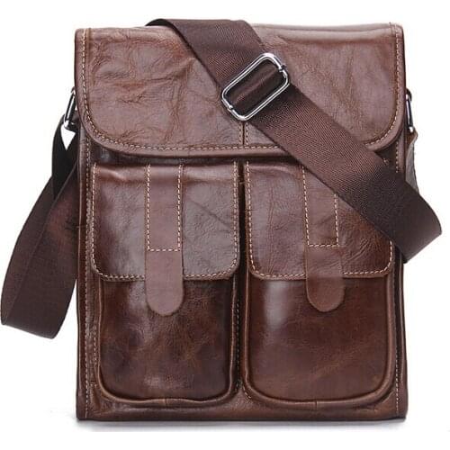 Mens Crazy Horse Leather Crossbody Bag, Shoulder Bag, First Layer Leather, Durable.pinepoxp bag