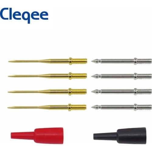 Cleqee P8003.1 8pcs Replaceable Test Needles Kit 1mm Gilded Sharp & 2mm Standard Suitable for Multimeter Probe